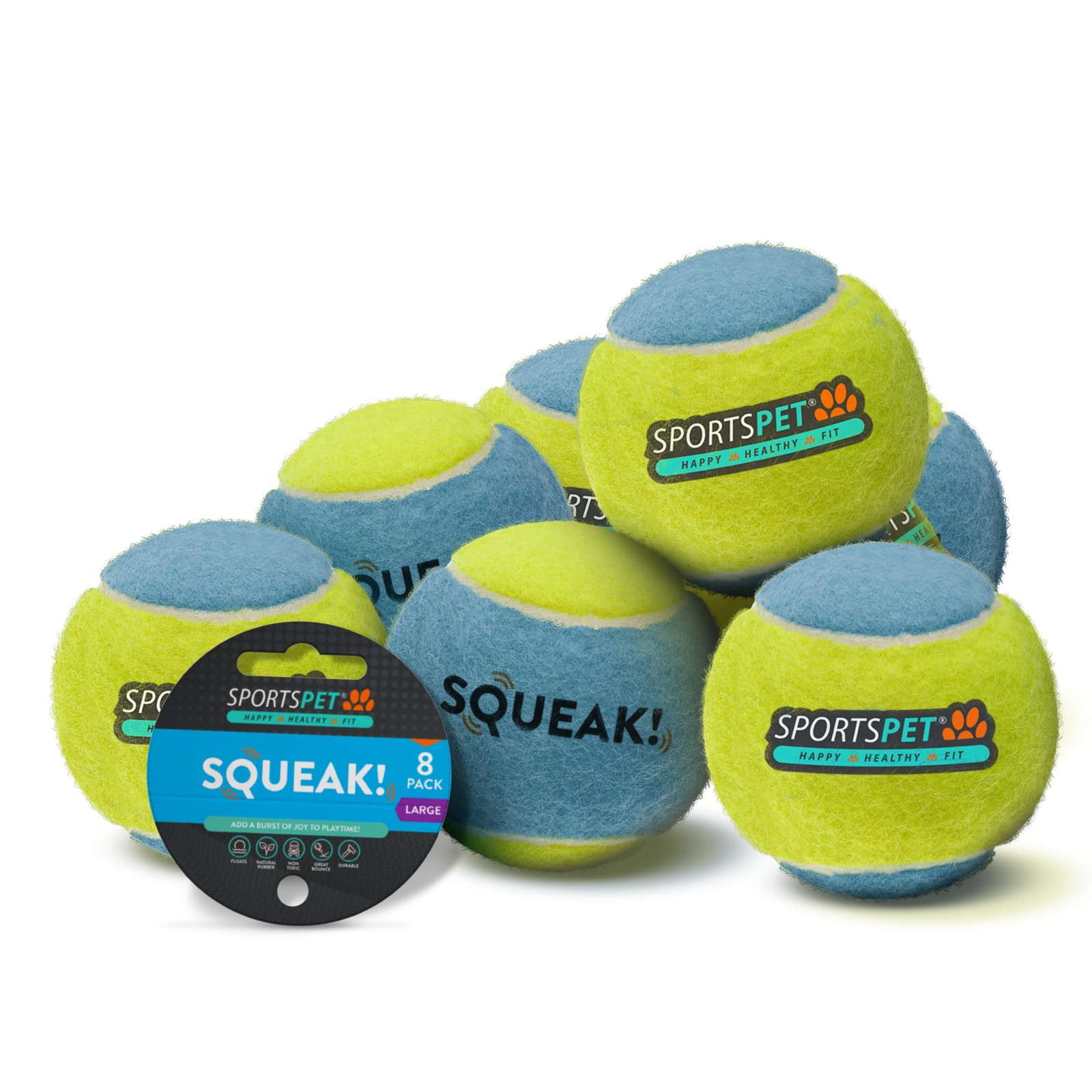 SPORTSPET Squeak Tennis Balls for Dogs - Extra Bouncy - Non Toxic - Yellow