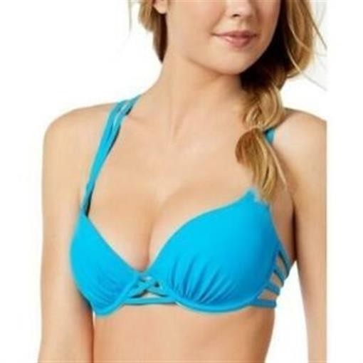 NWT Sundazed Abbi Bra 36 B/C Blue Underwired Strappy Bikini Swim Top #95653