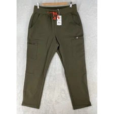 FIGS Scrub Pants Women's Large Petite Green High Waisted Yola Cargo Straight Leg