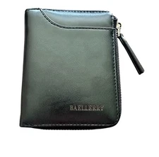 Wallet Bifold Mens Short Retro Zipper Leather Credit Card Holder Baellerry