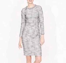 J Crew  Women's Tweed Sheath Lined Crew Neck Dress White /Black Size 4
