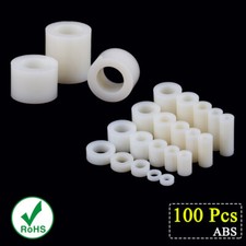 100Pcs M3 M4 M5 M6 M8 White Nylon ABS Plastic Round Standoffs PCB Spacer Pillars