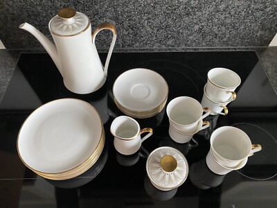 21 tlg. Eschenbach Bavaria Goldrand Porzellan Kaffeeservice für 6 Personen