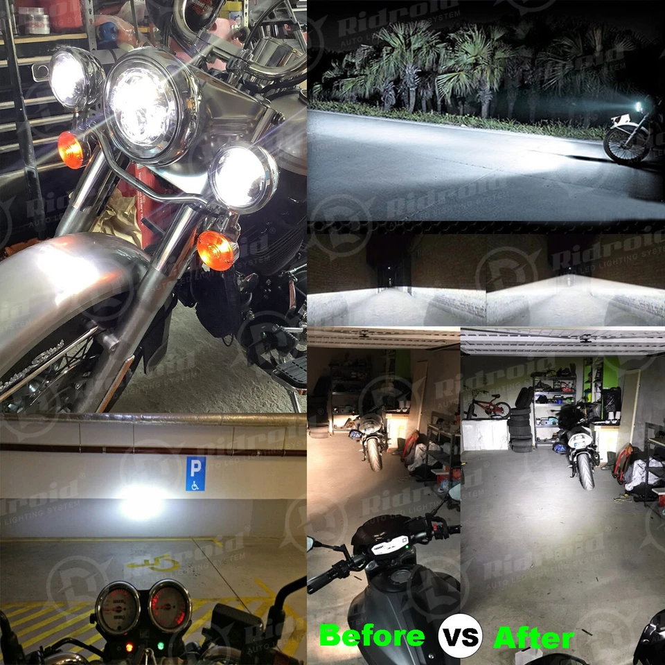 Fit for Honda Shadow VLX Chrome 75W 7" LED Headlight + 4.5" Passing Lights - Image 3 of 4