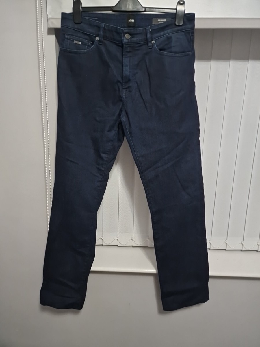 mens hugo boss dark denim jeans 030 maine regular fit size