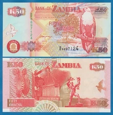 Zambia 50 Kwacha P 37b UNC Signature 11 ( P 37 b )