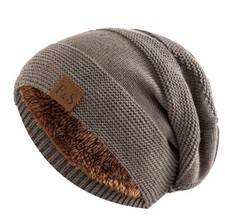 Fashion Slouchy Beanie Hat Baggy Knitted Winter Hat Add Fur Lined For Men Women