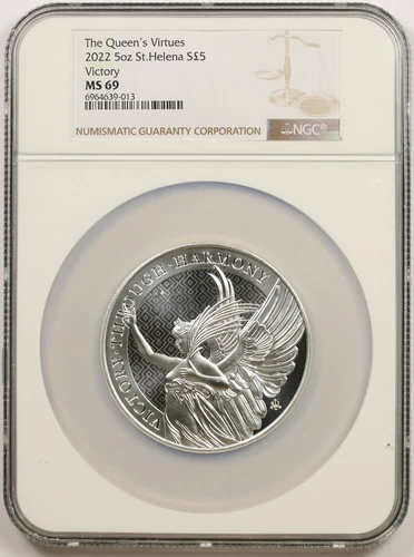 2022 5 oz St. Helena The Queen's Virtues Silver 5 Pounds MS 69 NGC