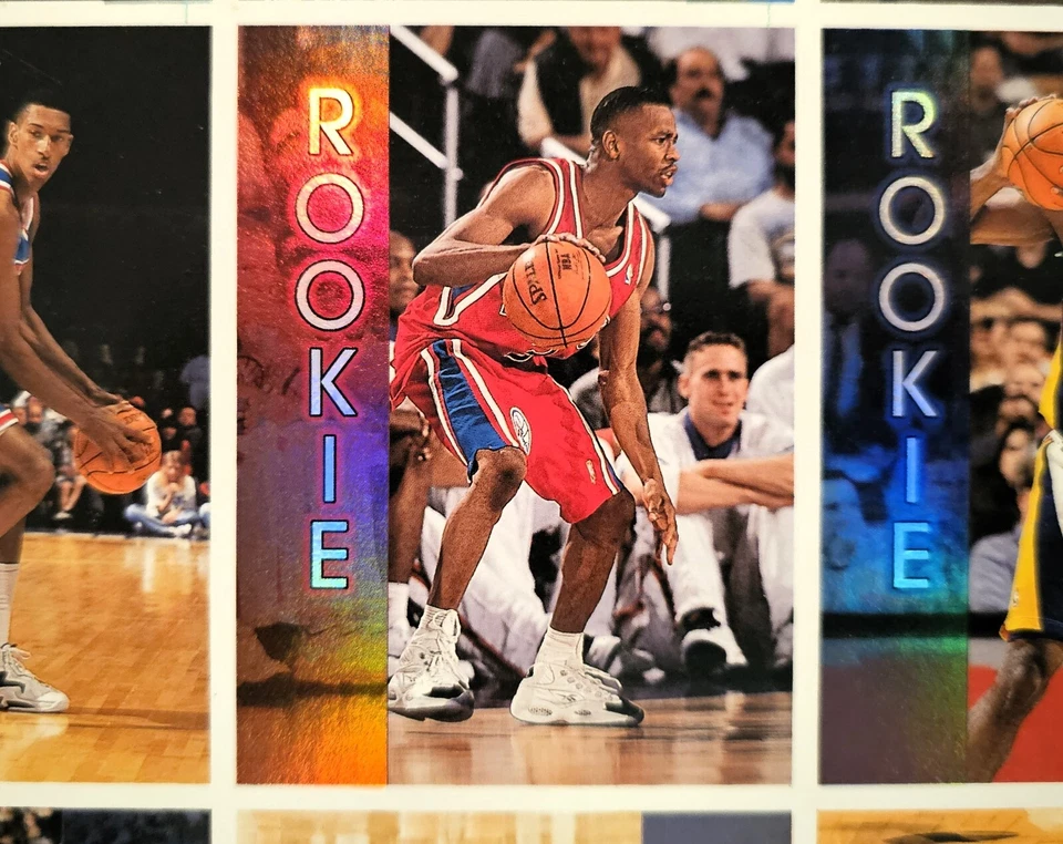 1996 Topps Stadium Club NBA Uncut Sheet Kobe Bryant RC R9 Iverson Nash NO FOIL - Image 4 of 4