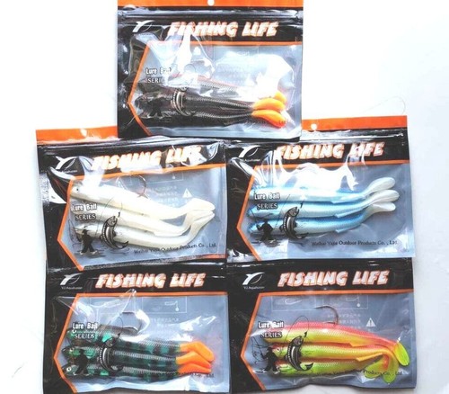 5xPacks Sea Boat Fishing Cod Bass Pollock Big Sand eels Rubber Lures shads /6" - Picture 5 of 18