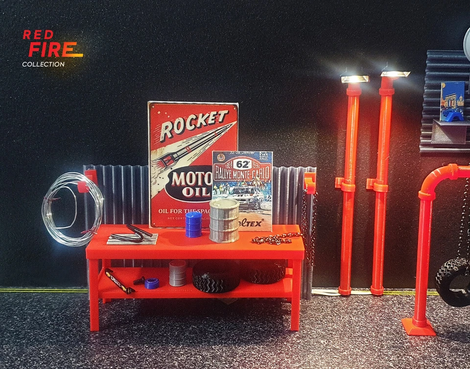 Red Fire. Collection of garage furniture. Scale 1:18. Auto service furniture. - Image 3 of 4