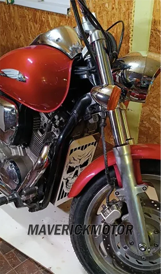 Protector de rejilla de cubierta de radiador calavera para Honda VTX1300C 1300R 1300S 1300T 2003-2009 Foto 3 de 4