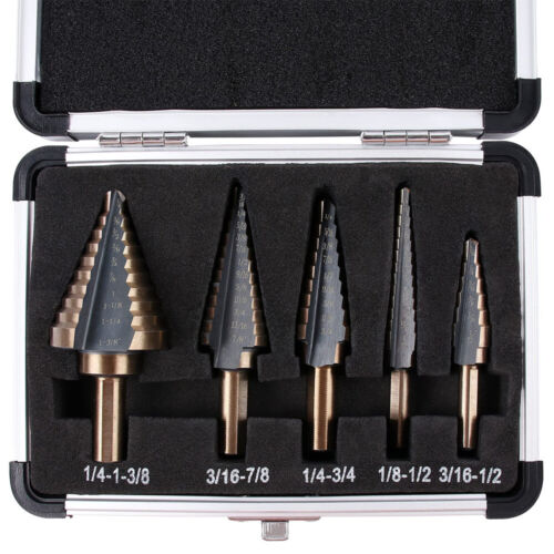 5pcs Step Drill Bit Set HSS Cobalt Multiple Hole 50 Sizes High Speed Step Drill - Picture 1 of 7