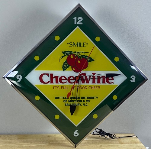 Cheerwine Soda Lighted Advertising Clock Free Shipping - Picture 2 of 3