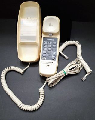 VINTAGE Lucent Technologies Beige TRIMLINE push button desk/wall phone W/CORDS
