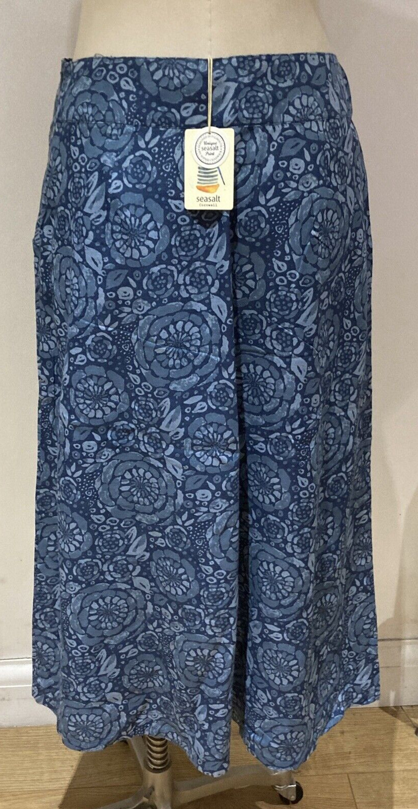 Seasalt Floral Print Cotton Blend "Krankan" Blue Skirt, Size 10 UK, BNWT 5