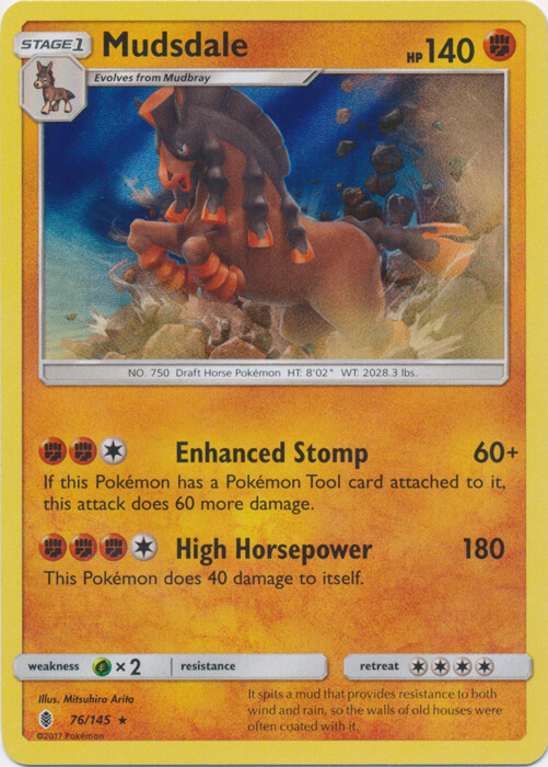 x1 Mudsdale - 76/145 - Holo Rare Pokemon SM2 Guardians Rising M/NM