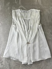 A.L.C. Women's V-Neck Sleeveless Blouse Top White Size S Made in USA Hook Closur