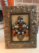 vintage jewelry art Floral Collage framed Christmas Tree