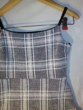 Urban Outfitters Tank Top Crop Seersucker Gray Wht Plaid Shirt Blouse Medium