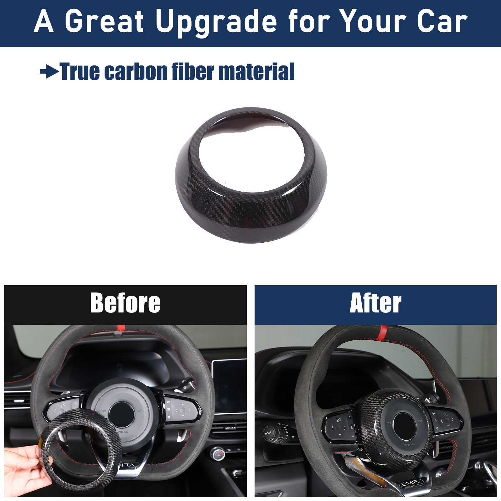 Real Carbon Fiber Steering Wheel Center Surround Cover For Lotus EMIRA 22-24 US