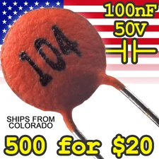 Ceramic Disc Capacitor 104 (100nF) for TTL Arduino and Raspberry Pi DIY projects