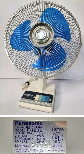 Vtg LkNew Panasonic F-1205 Blue Blade 5-WAY Oscillation FAN 12"... Mint Japan