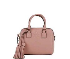NEW Tory Burch Thea Mini Pink Moon Pebbled Leather Web Satchel Crossbody Women's