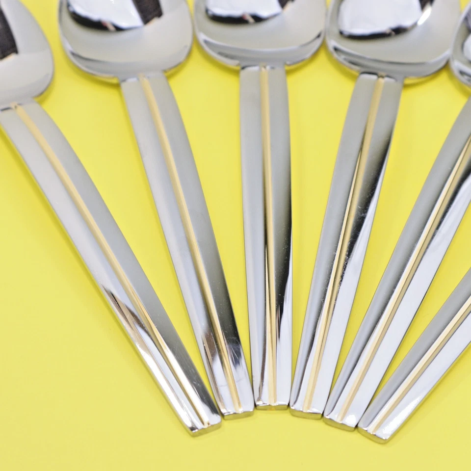 WMF Cromargan RUE ROYALE GOLD Stainless 6 Soup Spoons 18/8 Glossy Flatware - Image 2 of 4