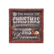 Magic Christmas Wood Wall Plaque Decorative Art Sign Framed Print Wall Hanging 