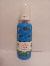 Life Factory 9 oz Reusable Glass Baby Bottle Stage 2 Nipple Blue FREE SHIPPING