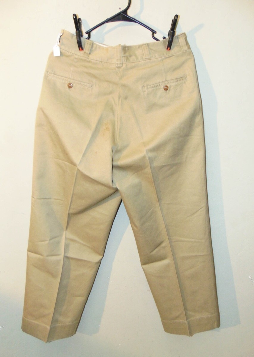 Post WWII 1950's U.S.Army Khaki Chino Pants 30x27, Button Post WWII 1950's U.S.Army Khaki Chino Pants 30x27, Button