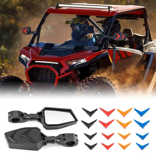 1.75''-2" UTV Side Mirrors Foldable Adjustable for Polaris RZR S 800 900 XP 1000