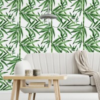 10M Vlies Tapeten Rollen Wohnzimmer Pflanzen BläTter Bambusse Aquarell Xxl 3799