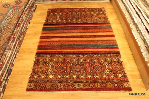 _HAND-MADE_WOOL_RUG_4'X6' FINE QUALITY KNOTTED COLORFUL Caucasian *ORIENTAL_RUG* - Picture 1 of 12