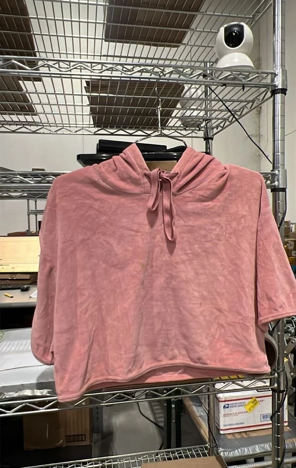 hoodie bershka bsk girl sweater cropped teddy gray shiny silver - Image 2 of 2