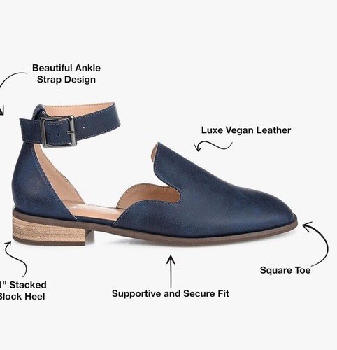 JOURNEE COLLECTION womens Loreta sandals shoe size 9 M navy faux leather NEW - Picture 4 of 5