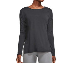 Nike Yoga Shirt Womens Authentic New Dri Fit Long Sleeve Tee Black Small to 2XL | eBay