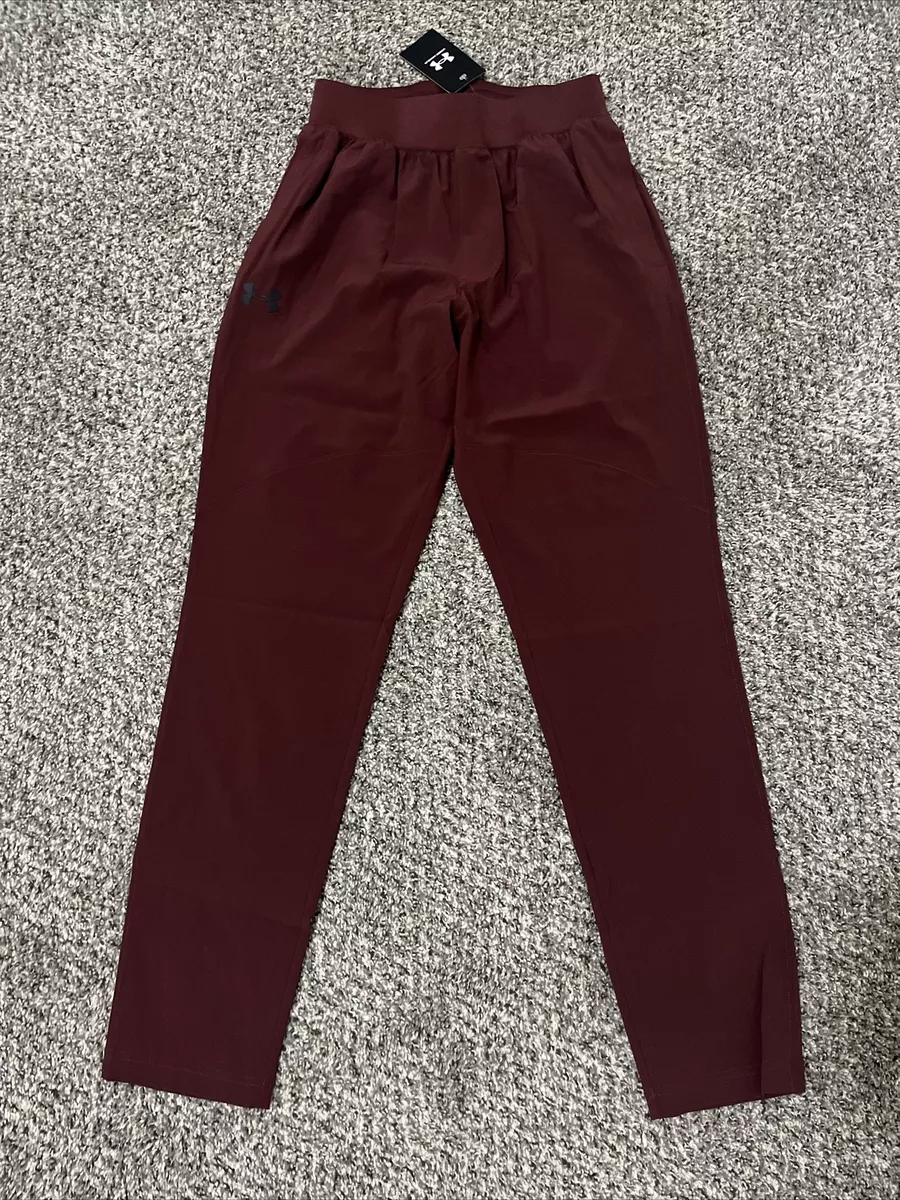 Under Armour Men's Stretch Woven Pants Chestnut Red 1366215 Size small  fitted