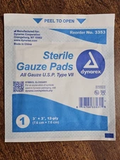 Lot of 23 Dynarex Sterile Gauze Pads 3" X 3" 12-Ply Single Wound Care #3353