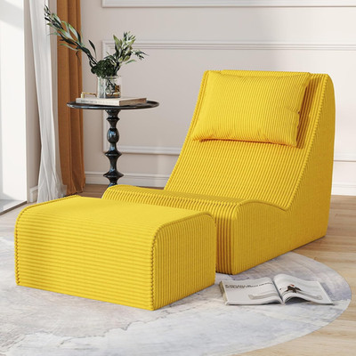 Corn Yellow Giant Bean Bag Chair with Neck Pillow & Washable Cover