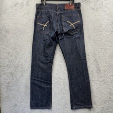 VINTAGE Ecko Unltd Jeans Mens 36x32 Blue Denim Pants Y2K Graffiti Baggy Wide Leg
