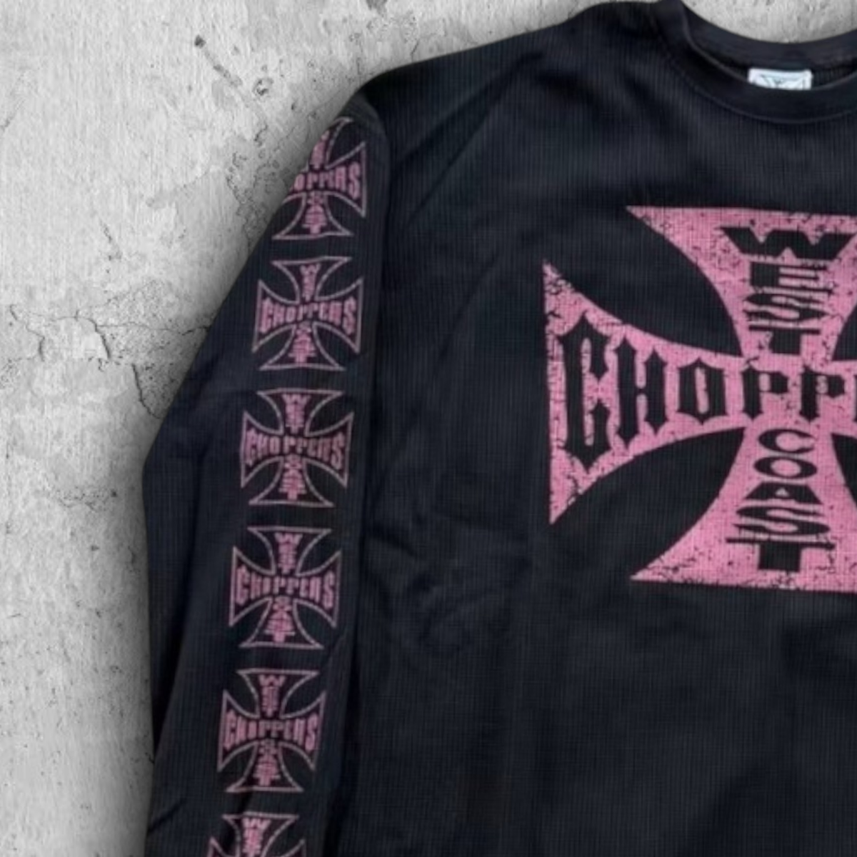 West Coast Choppers Black Long Sleeve Thermal Pink Graphic Gothic
