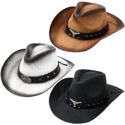 3 Pcs Classic Western Outback Cowboy Hat Adjustable Straw Hat Western Hats fo...