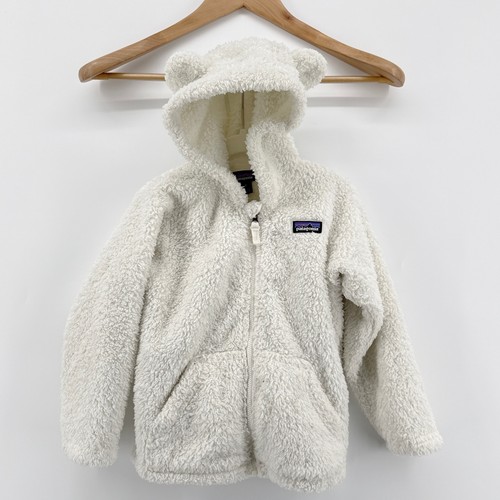 Patagonia Kids Baby Furry Friends Hoody Birch White Fleece Bear Ears 4T 61155