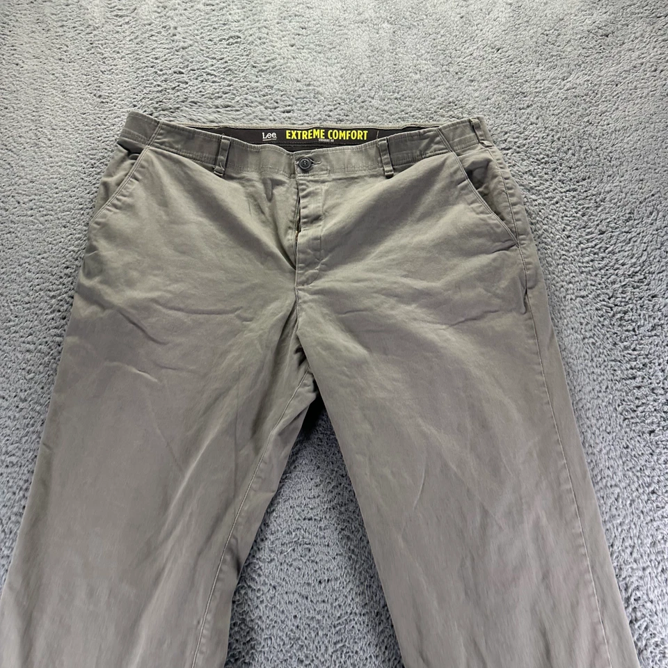 Pantalón Lee Extreme Comfort 46x29 Para Hombre Gris Algodón Chino Recto Elastizado Preppy Foto 2 de 4