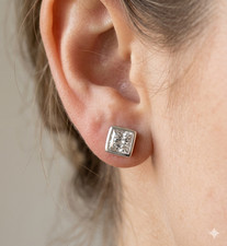 1.20 Ct Certified Princess Cut White Diamond Studs-Great Shine - Free Tariffs .