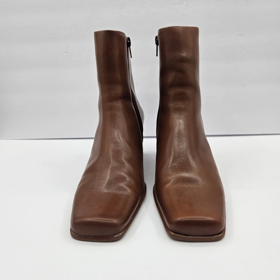 Botines Diba EE. UU. Cuero Marrón Puntera Cuadrada Tacón Bloque Mujer Foto 3 de 4