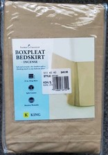 BRAND NEW Home Classics Boxpleat Bedskirt Incense King Size 15" Deep Pocket Tan