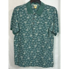 Vintage L.L. Bean Made in Jamaica Palm Tree Polo Shirt Men's Medium